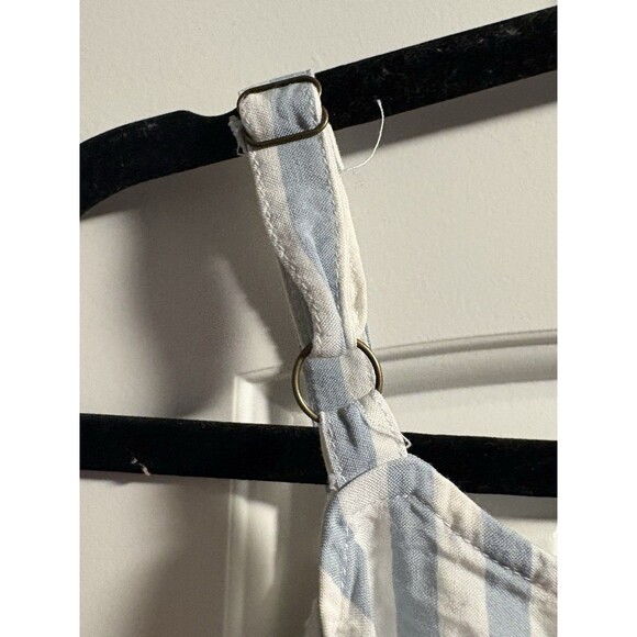 Maurices Blue White Striped Cold Shoulder Top Womens Boho Eyelet Lace Hem Large - Picture 5 of 7